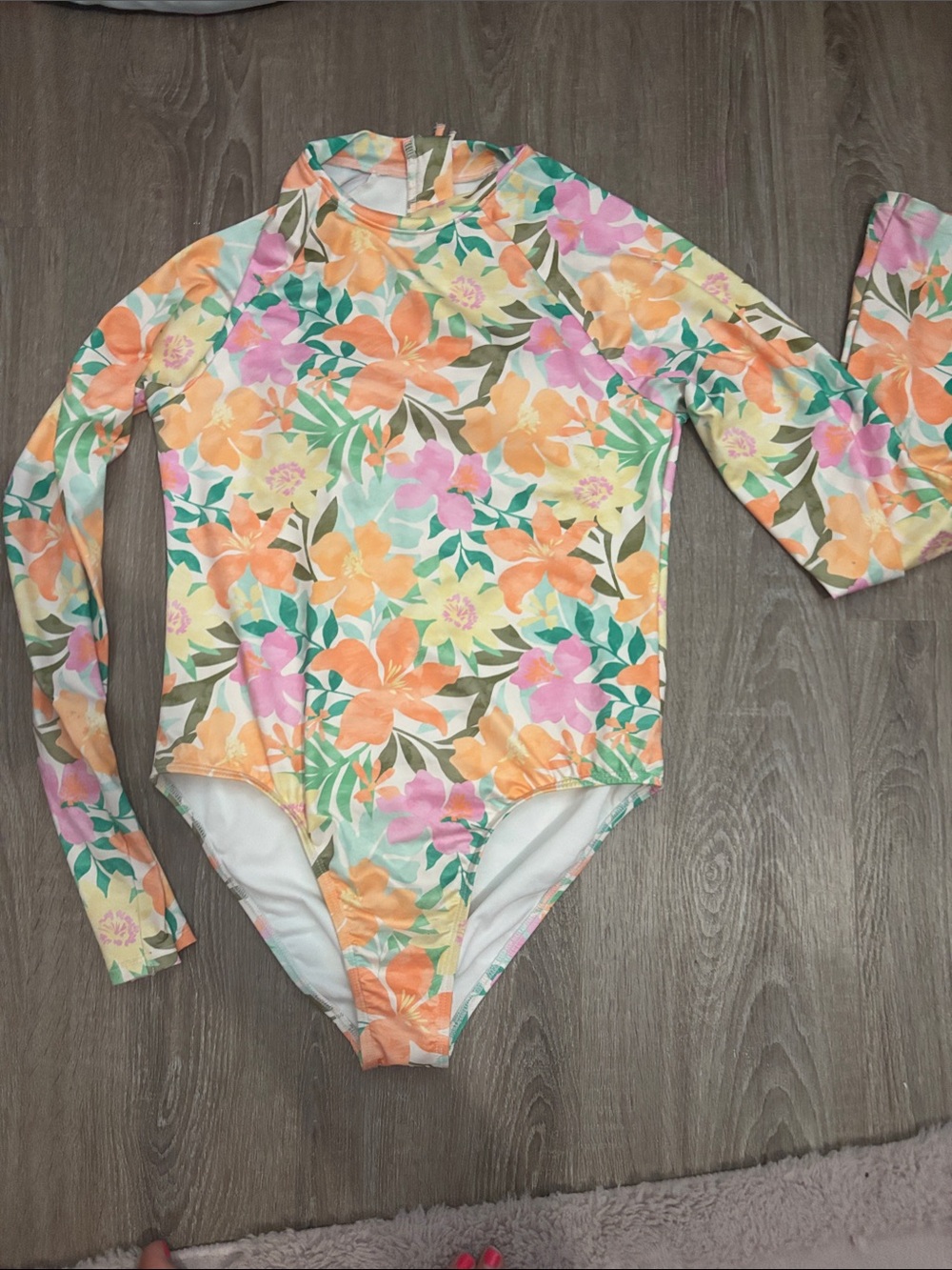 Billabong Girls Floral Rashguard - Orange, Pink, Green, Yellow